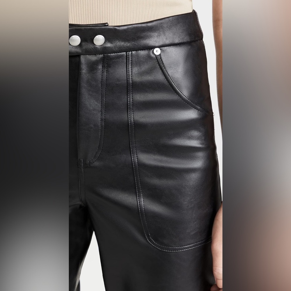 BLANK NYC Baxter Straight Leg Hi-Rise Faux Vegan Leather Jeans Black NWT 30 - Picture 9 of 11